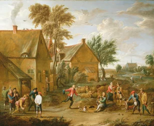 Ein Spiel von Bowls bei einer Taverne